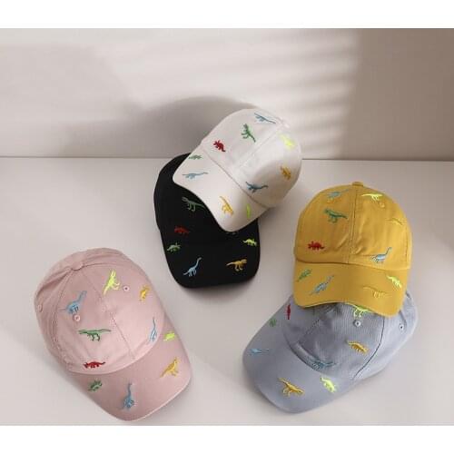 Korea Childrens Hat New Cartoon Dinosaur Embroidered Cap Trend Big Eaves Sun Shading Baby Baseball Caps Casual Kids Visors