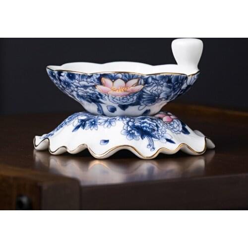 Chinese Tea Strainer Ceramic Porcelain Filter Beauty Flower Tea Filter Kung Fu Teaware Accessories Coffee Strainer Decor Crafts