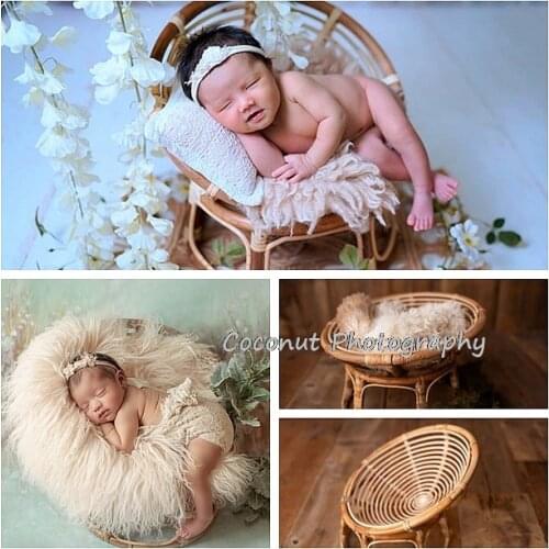 Coconut newborn photography props accessories bed Shooting Baby Infant Vintage woven roud basket boy and girl