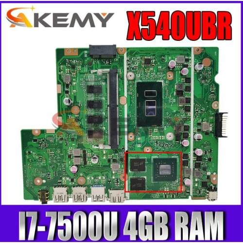 Akemy X540UBR laptop mainboard For ASUS X540UB X540UBR X540UV original motherboard with 4GB RAM I7-7500U V2G tested full 100