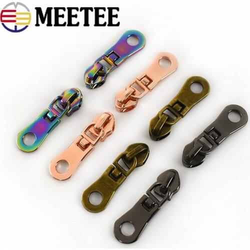 Meetee 5pcs 5# Zipper Sliders for Nylon Zips Garment Service Zippers Head Jacket Coat Slider DIY Sew Zip Puller Material