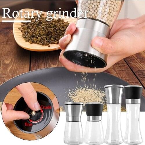 Stainless Steel Pepper Mill Manual Food Herb Grinders Spice Jar Containers Kitchen Gadgets Spice Bottles Glass
