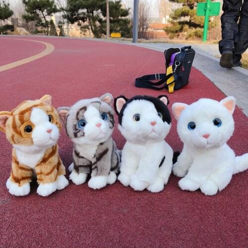 About 21cm cute squatting cat plush toy cartoon kitty soft doll kids toy car decoration birthday gift h0741