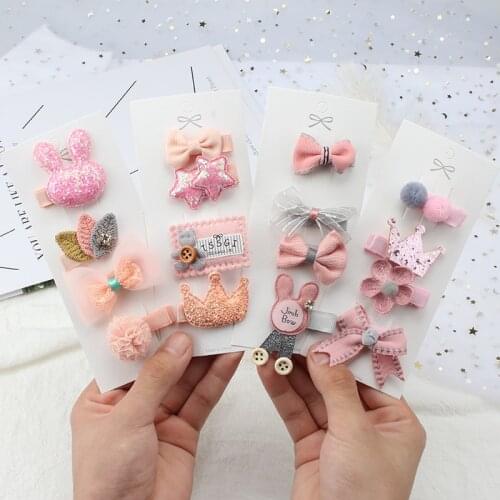 Cute Baby Hair Clip Set Headdress Girl Bows Star Crown Animal Hairpin Hair Accessories Pink Children Cartoon Hair Band Headwear