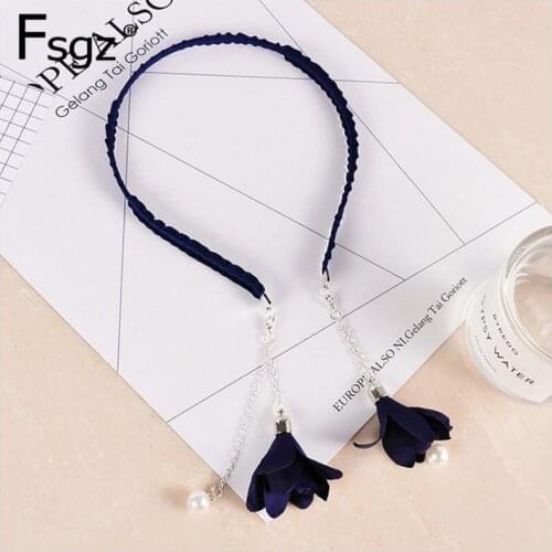 Fashion Fabrics Hairbands Pearls Flower Tessal Ornament Hair Accessories Solid Hair Loops For Women Girl Partysu Beach Headwear