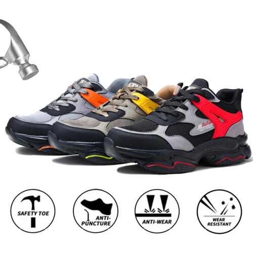 Mens Steel Toe Work Boots Safety Shoes Casual Breathable Outdoor Anti-puncture Sports Comfortable Industrial