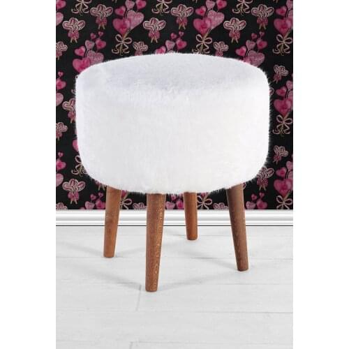 Puff plush wooden foot white, brown