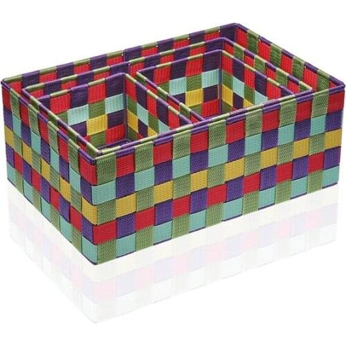 Set of Stackable Organising Boxes Textile (4 Pieces) (25 x 15 x 38 cm)