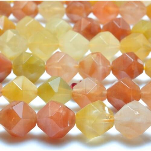 Natural Red Rabbit Hair Quartz Crystal Star Cut Faceted Nugget Loose Beads Wholesale Gemstones Bracelet Necklace Jewelry Making