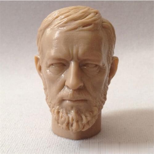 Unpainted 1/6 Scale Movie Character Kenobi Head Sculpt Model Head Action Figure Dolls For Hot Toys Figure Body Sketch Practice