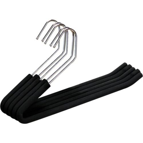 Open End Trouser Hangers Slack Pant Hanger with Non-Slip Foam Coated Black 5-Pack