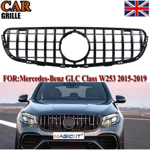 MagicKit Front Grille GT Style No Camera Fit For Mercedes- Benz GLC W253 2015-2018 Black