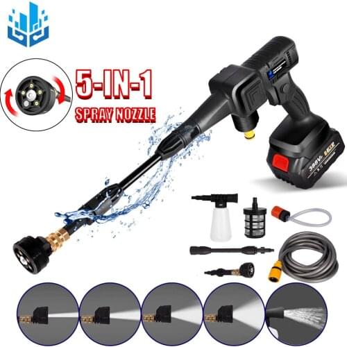 21V Cordless Electric Spray Gun 300W 30Bar Car Wash Water Gun High Pressure Washer Foam Generator for Makita 18V Battery