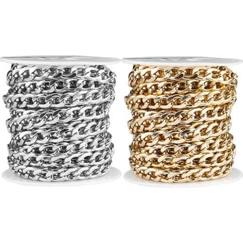 5m/roll Gold Color Flat Extended Chains Aluminum Chains Necklace Twisted Chains For DIY Jewelry Findings Accessories