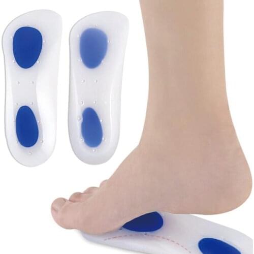 1 Pair Silica gel Seven-point Pad Shock-absorbing Man Heel Pad Soft Comfortable Flat Foot Arch Insole Womens Breathable Insole