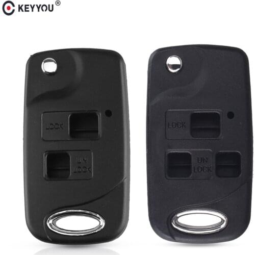 KEYYOU Remote Car Key Flip Shell Fob Cover For Lexus GX470 RX350 For Toyota Land Cruiser 2/3 Buttons Uncut TOY48 Blade Fob Case