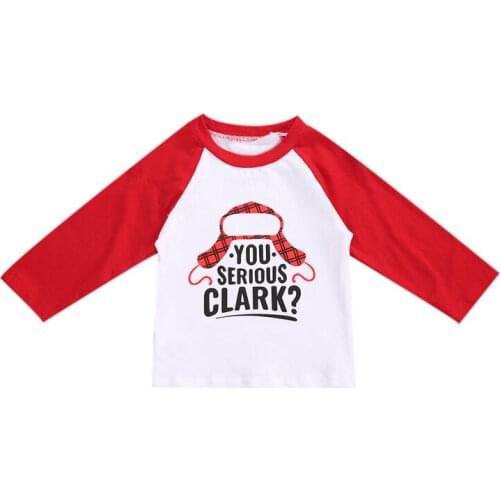 Christmas Baby T-shirt Full Length Regular Sleeve Stitching Patchwork Letter Printed Round Neck Pullover Fashion T-shirt