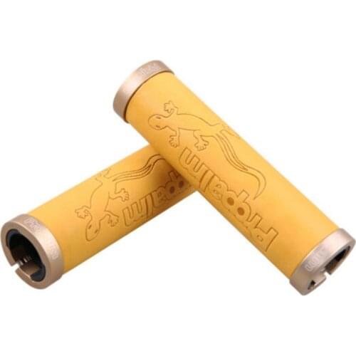 Propalm Bicycle Handlebar Grips - Cowhide Cover Leather for Mountain Road Folding Bike Anti-Slip Handle Grip Bike Accessories