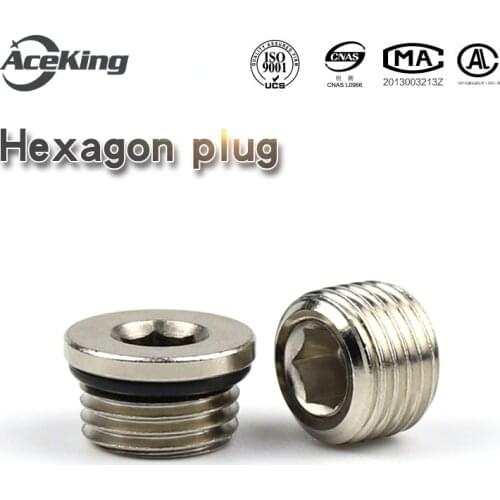 BD Hexagon plug Pneumatic joint plug inner hexagon all copper nickel plated plug BD-01/02/03/04 1/8 1/4 3/8 1/2