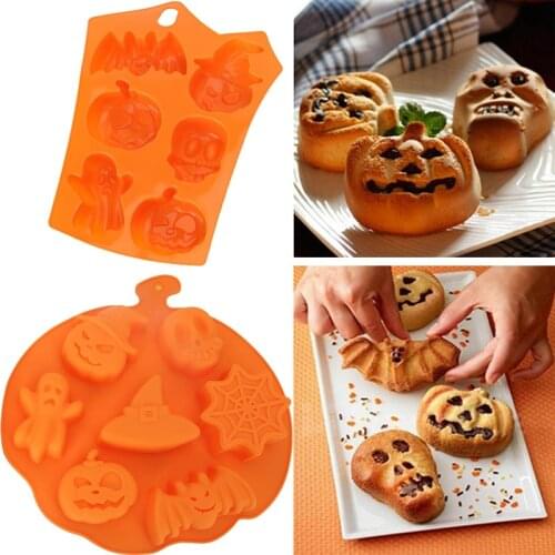Halloween Pumpkin Bat Skull Cake Mould Halloween Silicone Mold Baking Festive Party Supplies Silicone Bakeware Soap Mold
