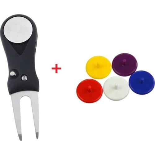 Stainless Steel Golf Pitch Fork Foldable and Marker Divot Tool Golf Green Fork Golf Gift Set