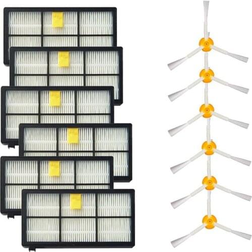3 Side Brushes and HEPA Filters Replacement For iRobot Roomba 800 900 Series 805 860 870 871 880 890 960 980 Robotic Vacuum (6 S