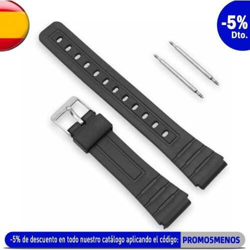 Watch Band Replacement Strap For Casio F-91W 18mm Black Resin Plastic Wrist Watchstrap with Pins Metal Buckle F91 F91W