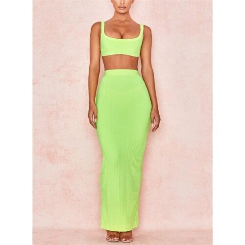 Top Quality Summer Celebrity Sexy Strap Mini Tops With Skirts 2 Pieces Bandage Women Sets Party Clothing