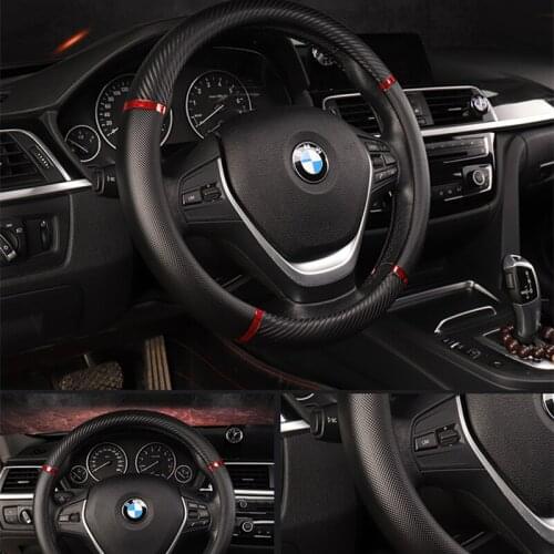 Universal Car PU Leather Steering-Wheel Covers Anti-slip Skidproof Durable 38CM/15" Dynamic Fibre Handmade Steering Wheel Cover