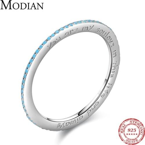 Modian Authentic 925 Sterling Silver Fashion Engrave Letters Romantic Stackable Finger Rings For Women Silver Fine Jewelry Gifts