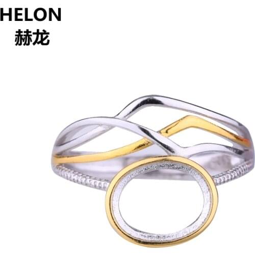 925 Sterling Silver Engagement Wedding Ring 8x10mm Oval Cabochon Semi Mount Ring fit Amber Turquoise Agate Setting