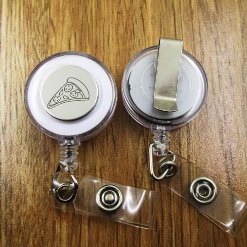 Pizza ID Badge Reel gift for him/her friend family retractable recoil id badge holder work fun