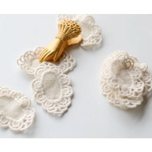 10 Pieces 3.7*5.7cm Beige Cotton Good Quality Lace Collar Fake Neckline Lace Patch Wholesale DIY Handmade Accessories