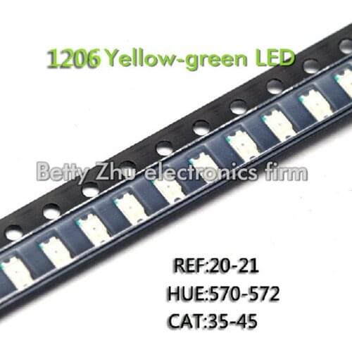 1000PCS/LOT 1206 Yellow-green SMD LED bright green light-emitting diodes 3216