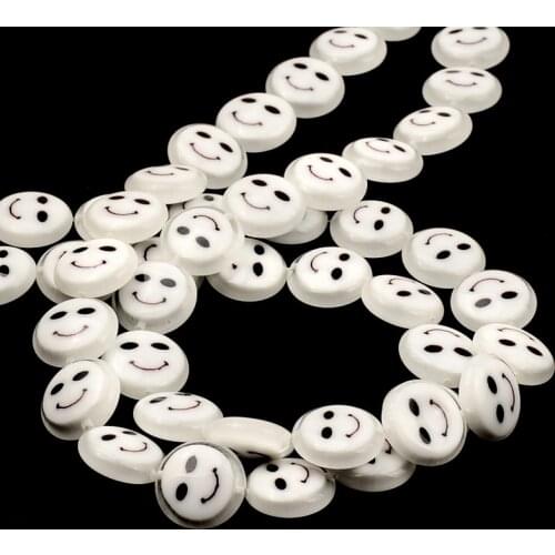 12mm Charm Pattern Flat Round Beads Lampwork Glass Beads Spacer Loose Beads For Jewelry Making DIY Bracelet Necklace