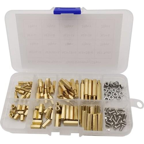 120Pcs/Box M3 Brass Hex Column Standoff Spacer Male Female PCB Board Screw Nut Assortment Kit