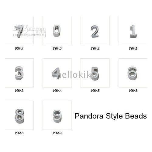 200 PCS WHITE ASSORTED NUMBER BEAD CHARM FIT CHARM BRACELET M19640-M19649