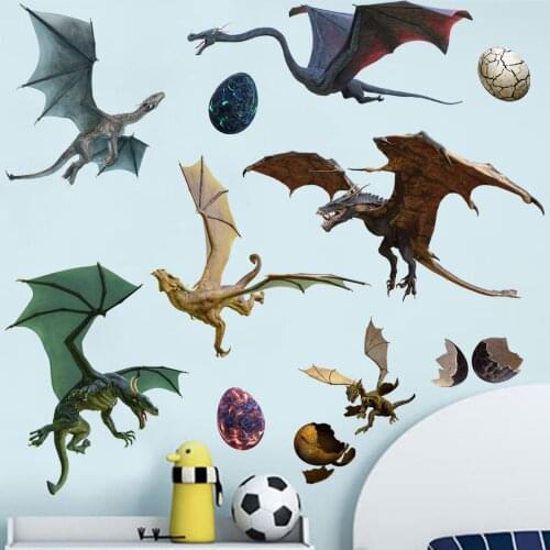 3D Dinosaur Wall Stickers Pterosaur Kids Bedroom Boy Room Decor Decals Wallsticker Children Home Decoration pegatinas de pared