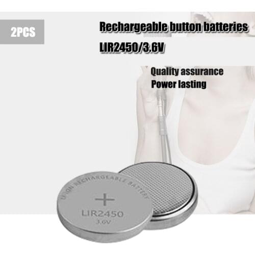 2Pcs NEW LIR2450 2450 Rechargeable Li-ion 3.6V Battery Button Coin Rechargeable battery