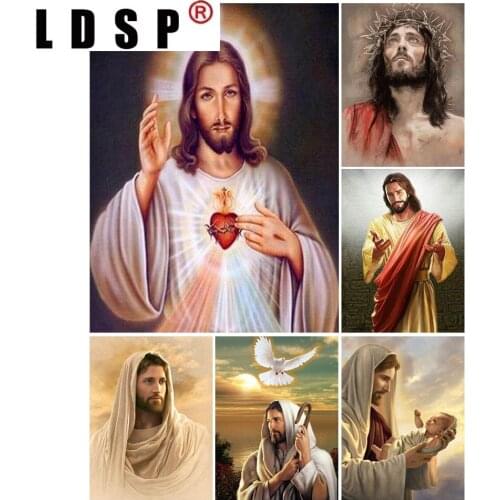 LDSP 5D DIY Diamond Painting Religion Cross Stitch Embroidery Full Round Drill Diamond Mosaic Icon Jesus Art Picture Home Decor