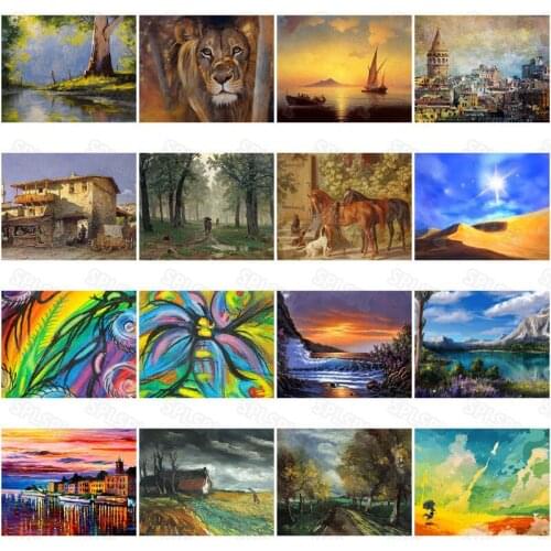 Diy Diamond Painting Creative Abstract Watercolor Oil Painting Nature Still Life Natural Scenery Wild Animals Hanging Paintings