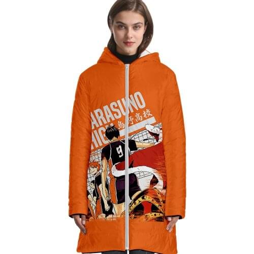 Anime Haikyuu Parka Coat Winter Coat Men Parka Lengthen Women Men Clothes