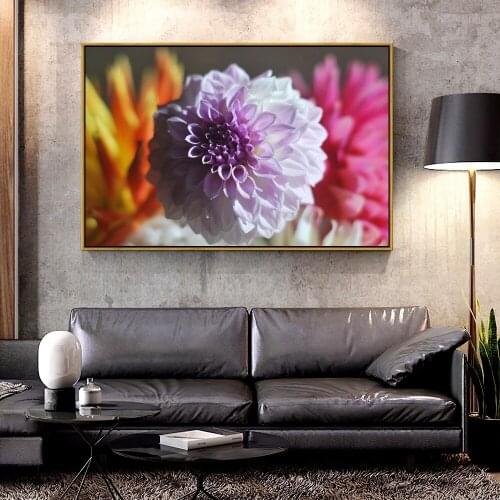 Artcozy Oil Canvas Painting white dahlia_bud_petals For Home Decoration Wall Art