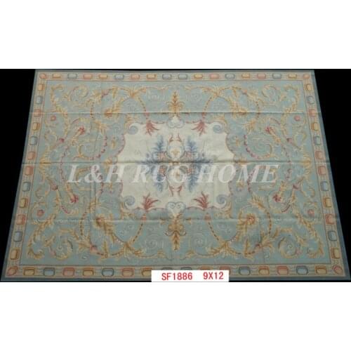 Free shipping 9'x12' French Aubusson woolen rug, Aubusson Carpet, Handmade Carpet, Wool Area Carpet