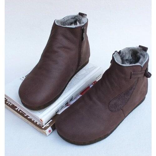 Womens Boots Snow Shoes 100% Genuine Leather Ladies Ankle Boots Winter Fur Boots Chelsea Female Footwear