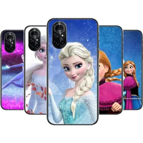 Beautiful Frozen Anna Elsa Clear Phone Case For Huawei Honor 20 10 9 8A 7 5T X Pro Lite 5G Black Etui Coque Hoesjes Comic Fash