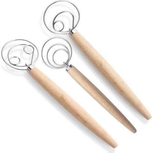 Danish Dough Whisk Bread Mixer,3 Pcs Stainless Steel Dutch Whisk for Cake Dessert Bread Pizza Pastry Kitchen Baking Tool