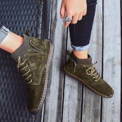 For genuine causal bota hombre sneakers de flat Casual mens coturno fashion loafers boots leather italian men leisure 2020 home