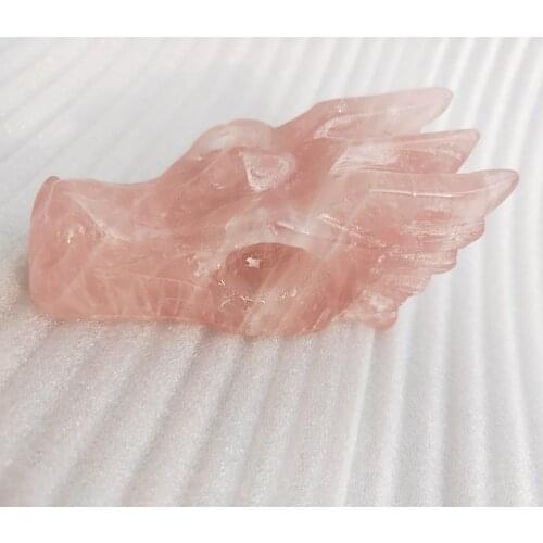 Crystals skull Natural rose crystal dragon skull pink quartz skull Healing 120g