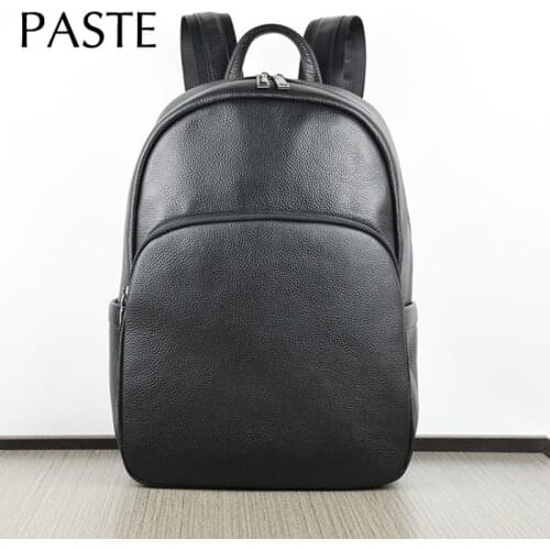 2019 Mens Backpack Simple High Grade 100% Cow Leather Backpack Male Fashion Trend Youth Leisure Travel Computer Bag Daypack